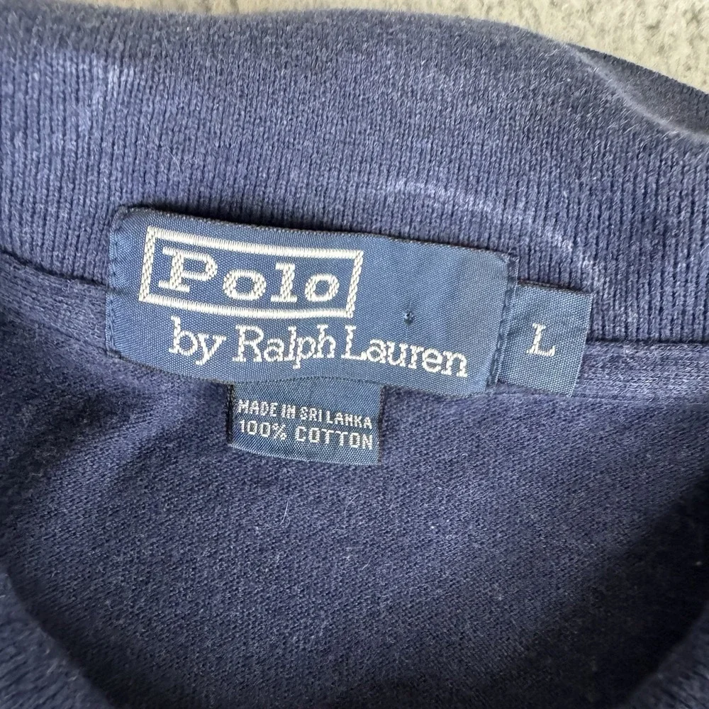 Polo Ralph Lauren Polo Shirt Long Sleeve Blue‎ Soft Thin Mens Large Vintage